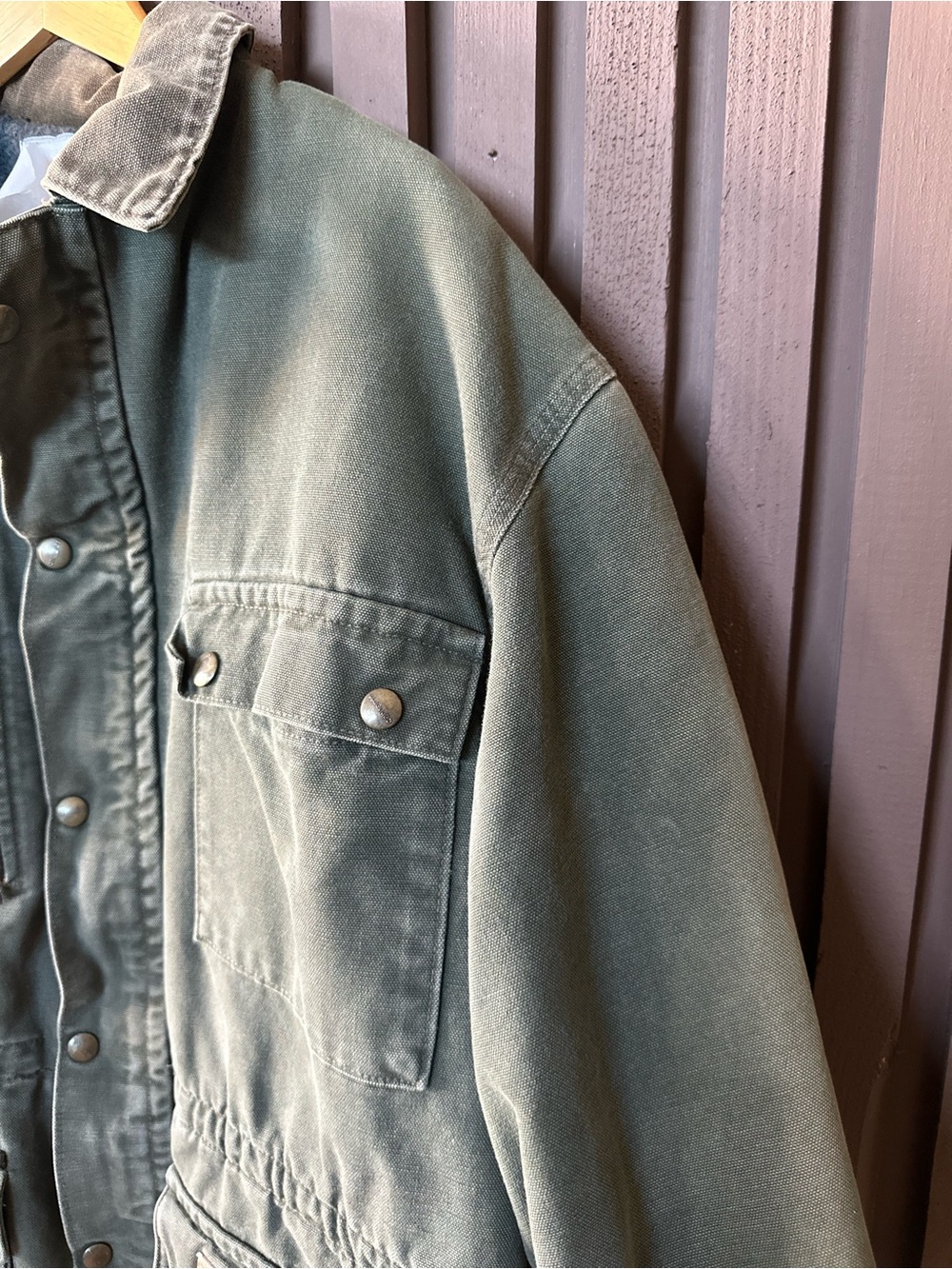 Carhartt Vintage 90s Chore Coat XL Forest Green Cotton Canvas Blanket-Lined - Picture 4 of 16